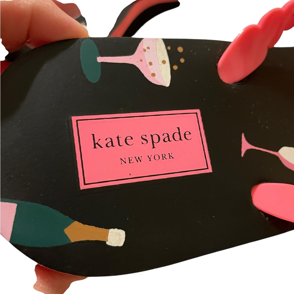 Kate Spade New York Megan Champagne Flip Flop Sandals Black Pink Size 10 NWOT - Picture 13 of 16